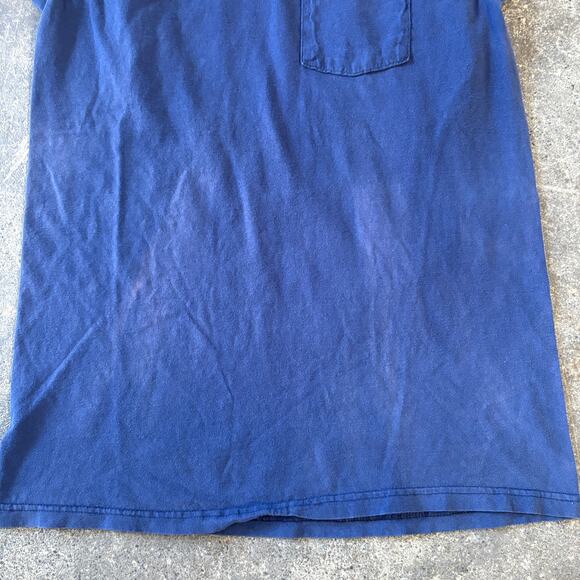 Vintage Fruit of the Loom Shirt Mens L Blue Sleeveless Pocket T Bleached Faded - Picture 3 of 8